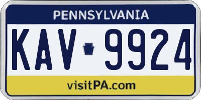 PA license plate KAV9924