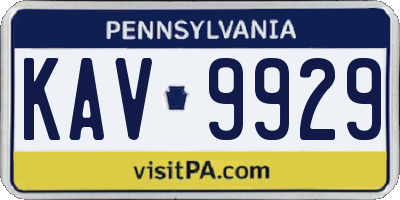 PA license plate KAV9929