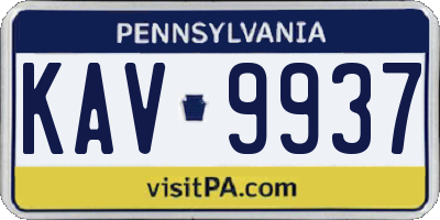 PA license plate KAV9937