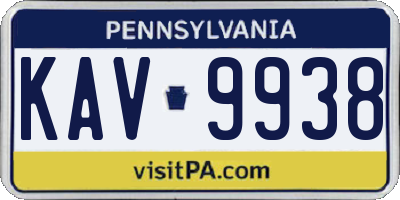 PA license plate KAV9938