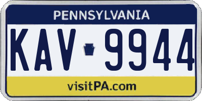 PA license plate KAV9944