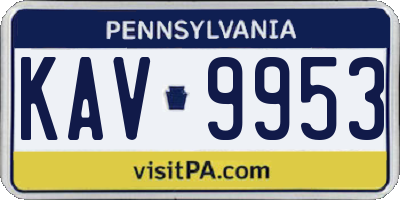 PA license plate KAV9953
