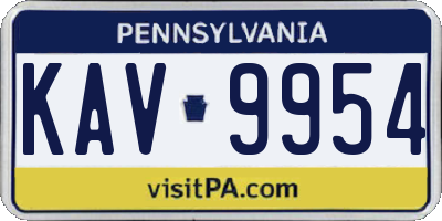 PA license plate KAV9954