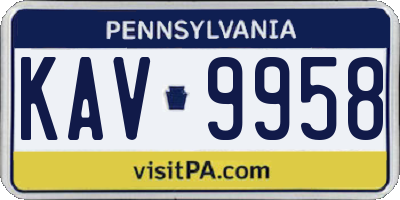 PA license plate KAV9958