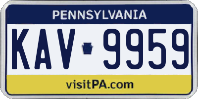 PA license plate KAV9959
