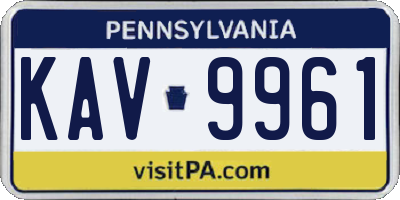 PA license plate KAV9961