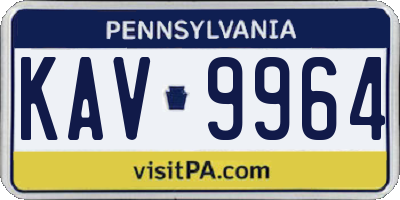 PA license plate KAV9964