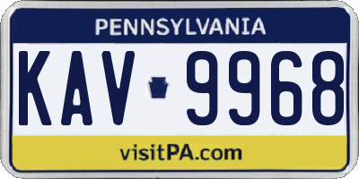 PA license plate KAV9968