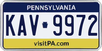PA license plate KAV9972