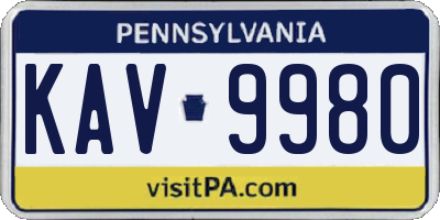 PA license plate KAV9980