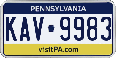 PA license plate KAV9983