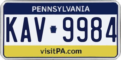 PA license plate KAV9984