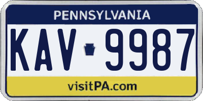PA license plate KAV9987