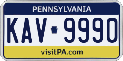 PA license plate KAV9990