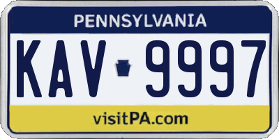 PA license plate KAV9997