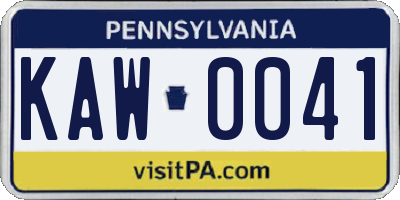 PA license plate KAW0041