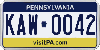 PA license plate KAW0042