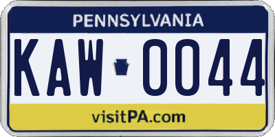 PA license plate KAW0044