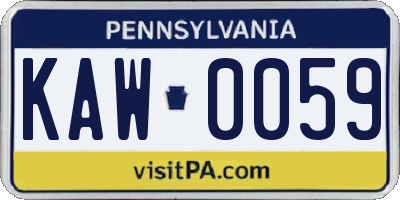 PA license plate KAW0059