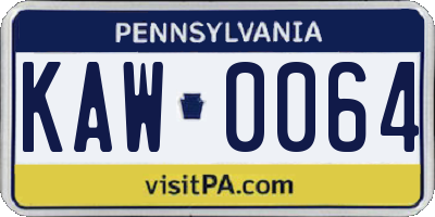 PA license plate KAW0064