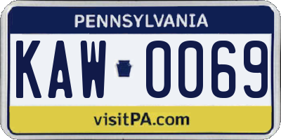 PA license plate KAW0069