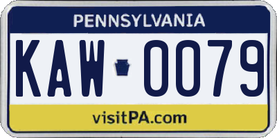 PA license plate KAW0079