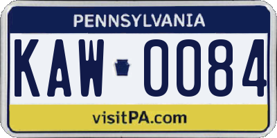 PA license plate KAW0084