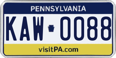 PA license plate KAW0088