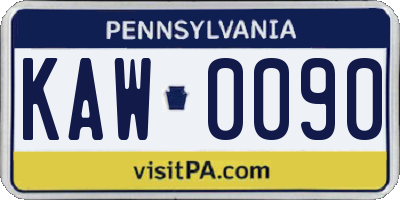 PA license plate KAW0090