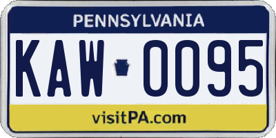 PA license plate KAW0095