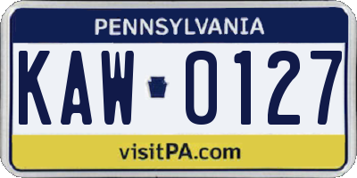 PA license plate KAW0127