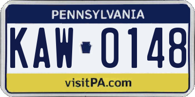 PA license plate KAW0148