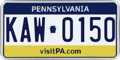 PA license plate KAW0150