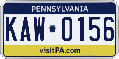 PA license plate KAW0156