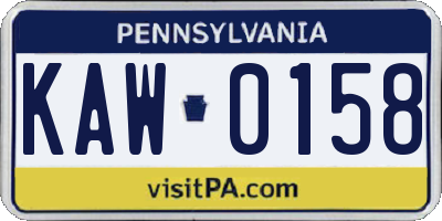 PA license plate KAW0158