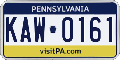 PA license plate KAW0161