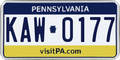 PA license plate KAW0177