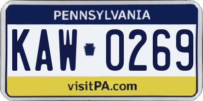 PA license plate KAW0269
