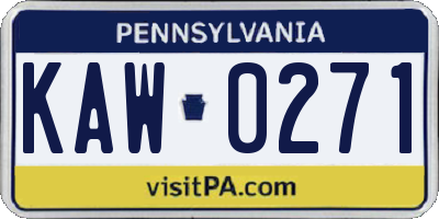 PA license plate KAW0271