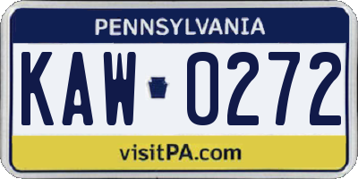 PA license plate KAW0272