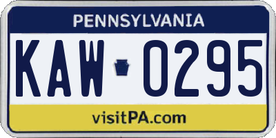 PA license plate KAW0295