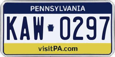 PA license plate KAW0297
