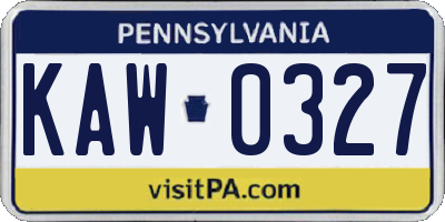 PA license plate KAW0327