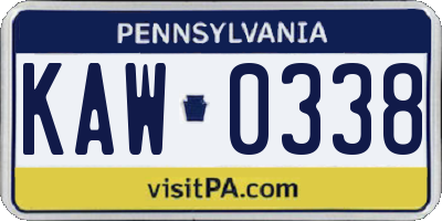 PA license plate KAW0338