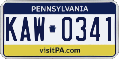 PA license plate KAW0341