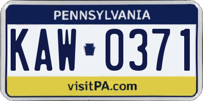 PA license plate KAW0371