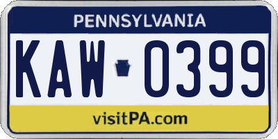 PA license plate KAW0399