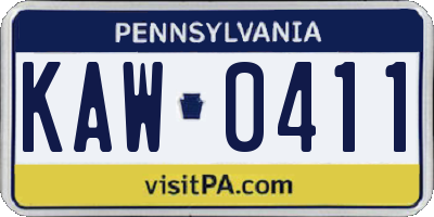 PA license plate KAW0411