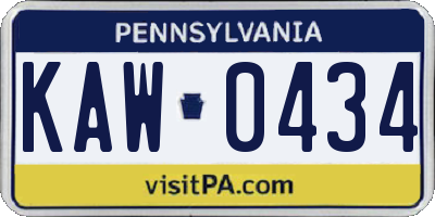 PA license plate KAW0434
