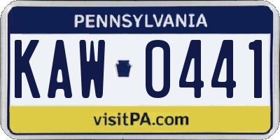 PA license plate KAW0441